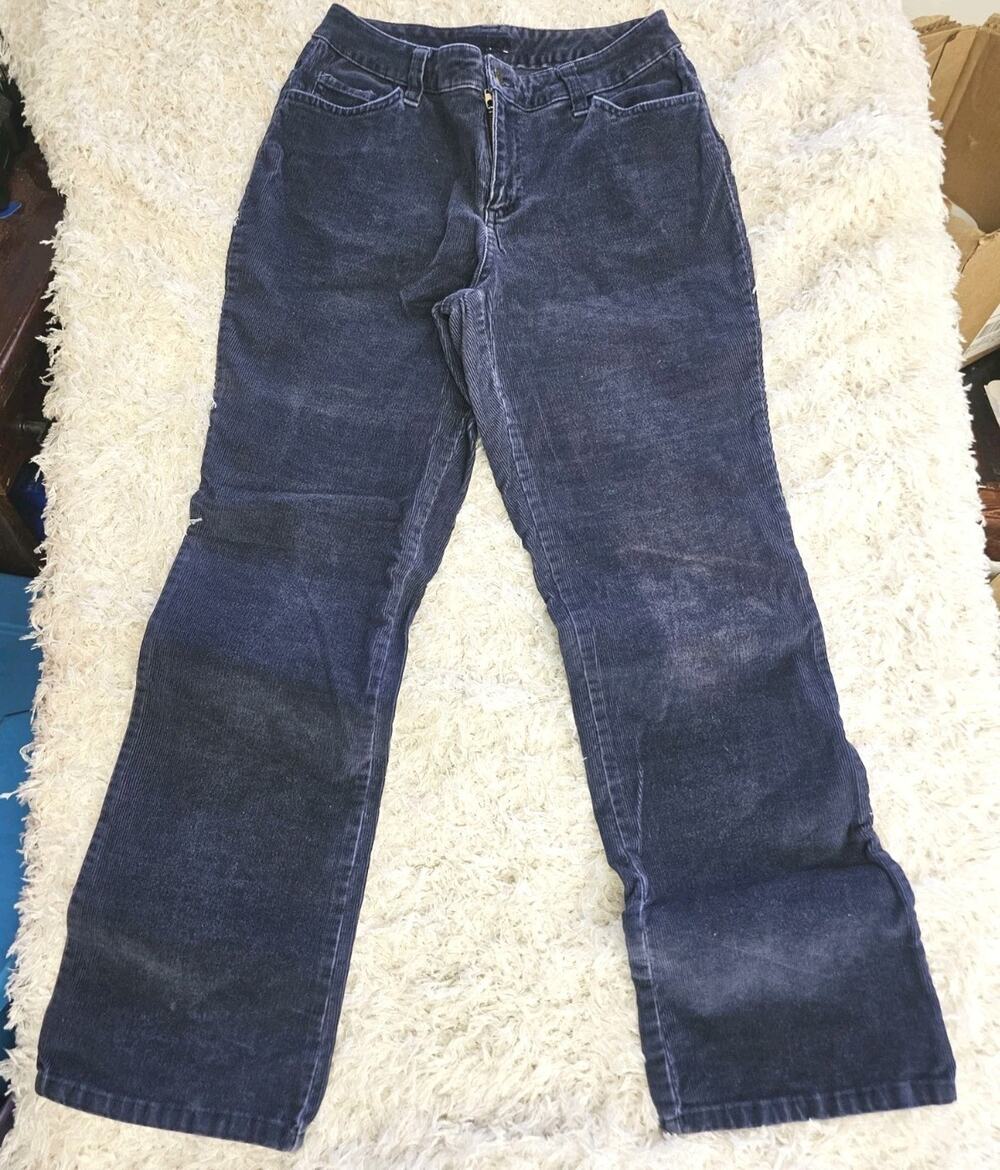 Corduroy Pants Womens 6P Blue Bootcut Flare Cords Mid Rise Distressed Grunge Fit - Picture 1 of 9